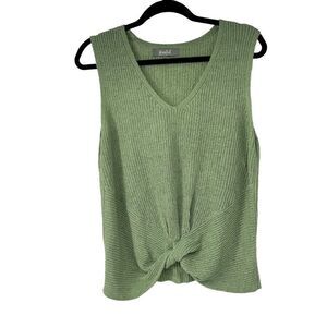 Marled Green Knit Front Knot Sleeveless Top Sz M
